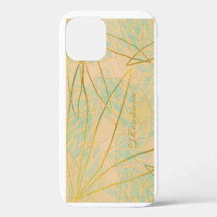 Chic Gold Leaf Aqua Pink iPhone 12 Case