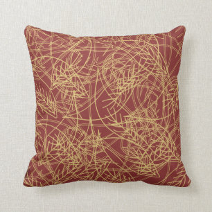 Chic Gold Leaf Burgundy Classic Pattern Throw Pillow