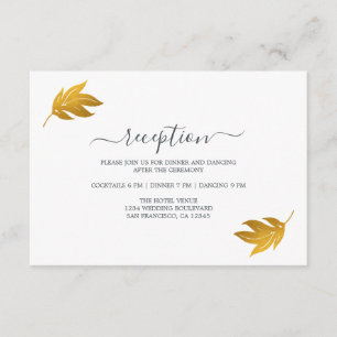 Chic Gold Leaf Minimal Wedding Reception Enclosure Card