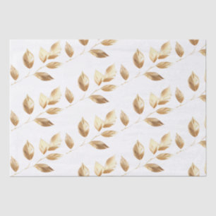 Chic Gold Leaves Wedding Tissue Paper