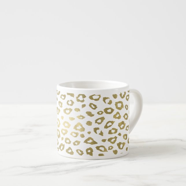 Chic Gold Leopard Print Espresso Cup (Front Right)