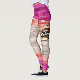 Chic Gold Lips Girly 2022 bday Custom Leggings