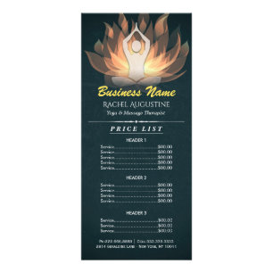 Chic Gold Mandala Lotus Yoga Meditation Price List Rack Card