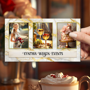 Chic Gold Marble Wedding Planner Photo  Business Card
