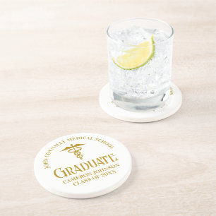 Chic Gold Medical School Graduate Keepsake Coaster