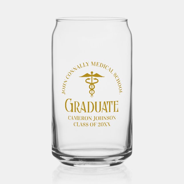 Chic Gold Medical School Graduate Personalized Can Glass (Front)
