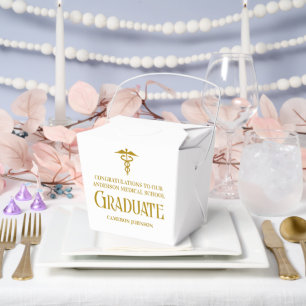 Chic Gold Medical School Graduation Party Fortune Favor Box