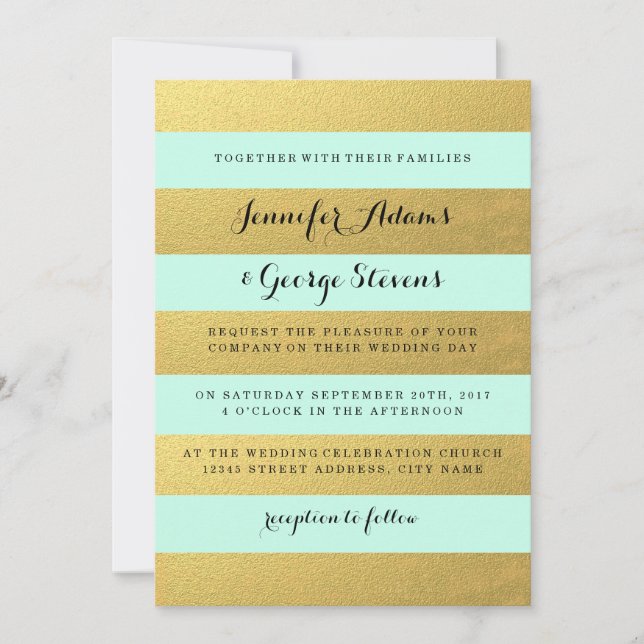 CHIC GOLD | MINT WEDDING INVITATION (Front)