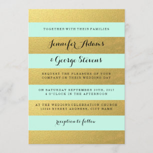 CHIC GOLD   MINT WEDDING INVITATION