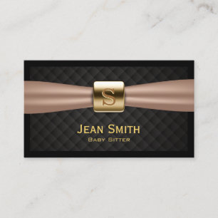 Chic Gold Monogram Diamond Quilted Baby Sitter Business Card