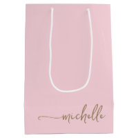 Chic Gold Monogram Name Script Blush Pink