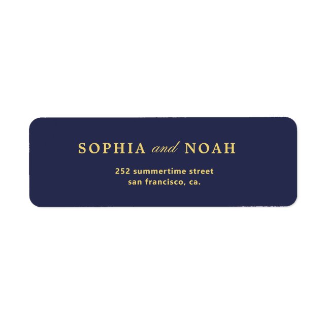 Chic gold navy wedding return address (Front)