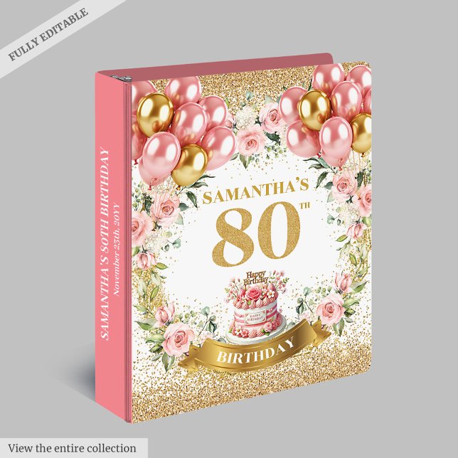 Chic Gold Number 80 Birthday Ring Binder (Chic Gold Number 80 Birthday Ring Binder)