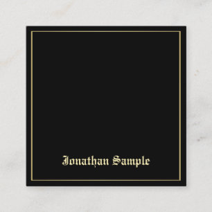 Chic Gold Old Script Font Elegant Attractive Plain Square Business Card
