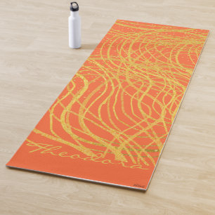 Chic Gold Orange Abstract Yoga Mat