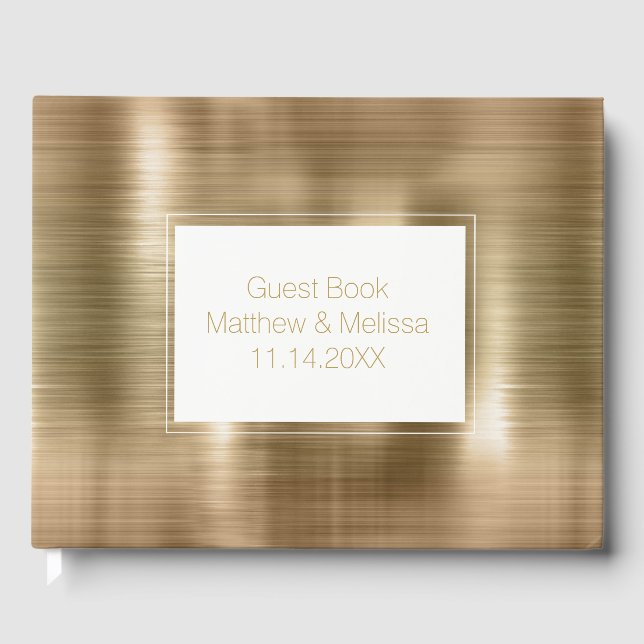 Chic Gold Personalized Wedding Guest Book (Front)