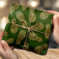 Chic Gold Pineapples Tropical Green