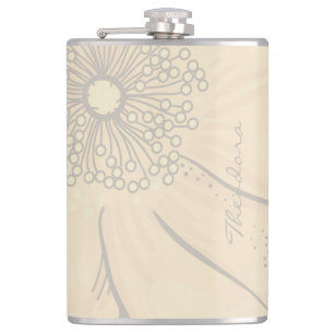 Chic Gold Pink Floral Hip Flask