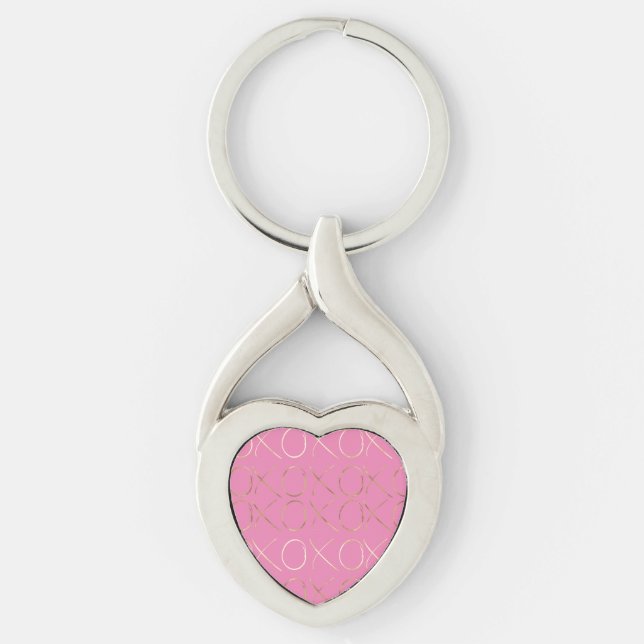 Chic Gold Pink Girly Glam XOXO Keychain (Front)