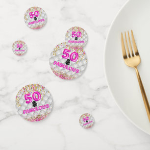 Chic Gold Pink Glitter 50 Fabulous 50th Birthday Confetti