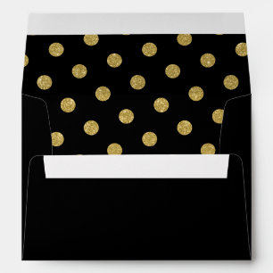 Chic Gold Polka Dot Pattern Black Envelope