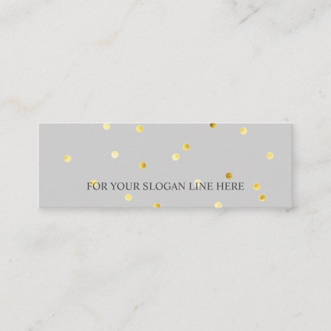 Chic Gold PolkaDot Pattern Grey Mini Business Card (Front)