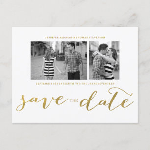 CHIC GOLD PRINT   SAVE THE DATE POSTCARD