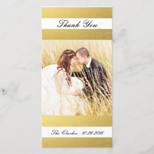 CHIC GOLD PRINT WEDDING THANK YOU PHOTO CARD