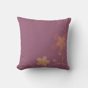 Chic Gold Purple Abstract Floral Throw Pillow