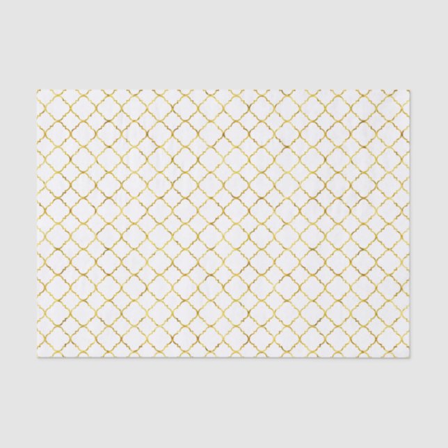 Chic Gold Quatrefoil Tissue Paper (Front)