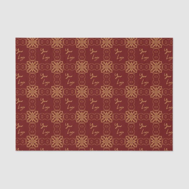 Chic Gold Red Pattern Custom Business Logo Tissue Paper (Front)