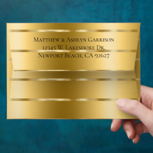 Chic Gold Ribbon Bridal Shower or Wedding Envelope