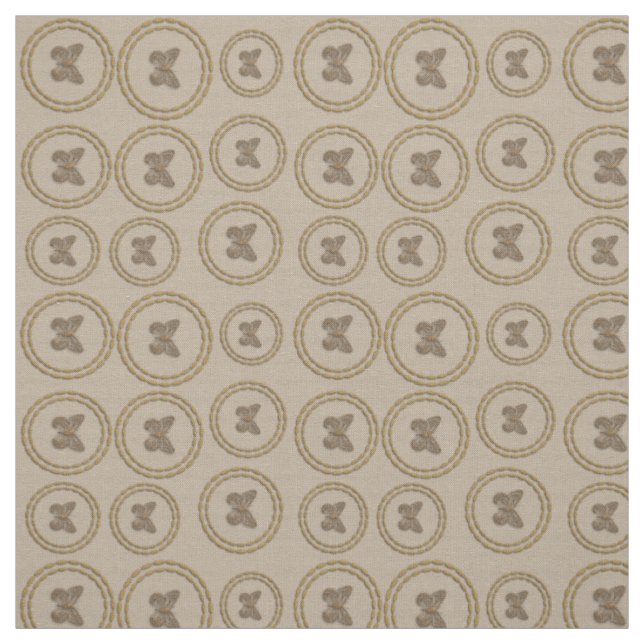 Chic Gold Rings Butterfly Pattern Linen Fabric (Swatch)