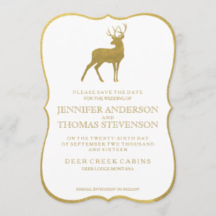 CHIC GOLD   RUSTIC DEER SAVE THE DATE