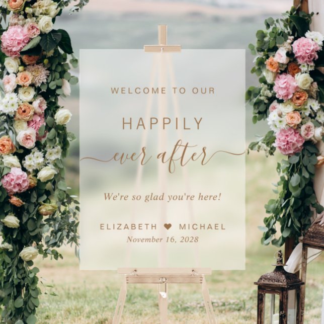 Chic Gold Script Frosted Mariage Welcome (Créateur téléchargé)