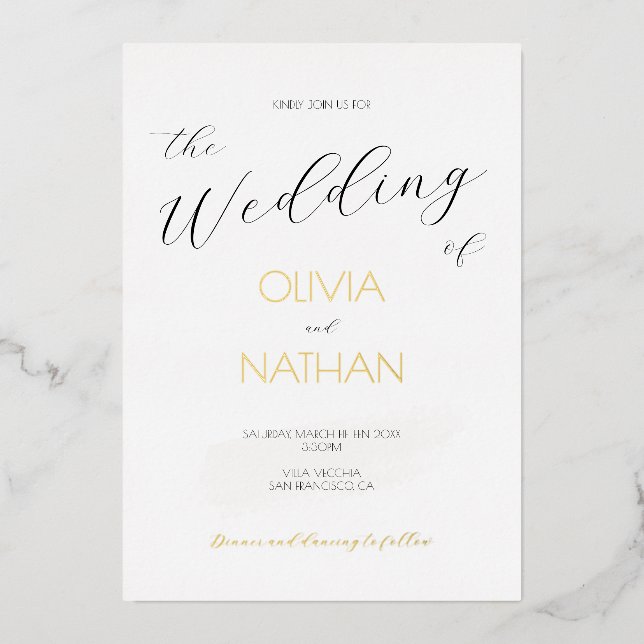 Chic Gold Script The Wedding of Wedding Invitation (Front)