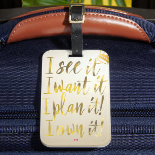 Chic Gold Script Typography Motivational Text Luggage Tag