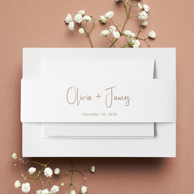 Chic Gold Script Wedding Invitation Belly Band (Creator Uploaded)