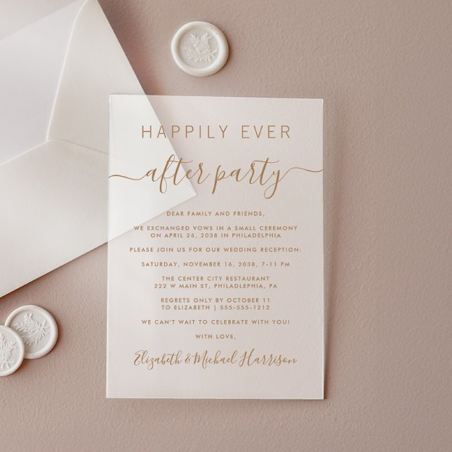 Chic Gold Script Wedding Reception Frosted Acrylic Invitations (Celebrate your Happily Ever After in style with our elegant acrylic wedding reception invitations)