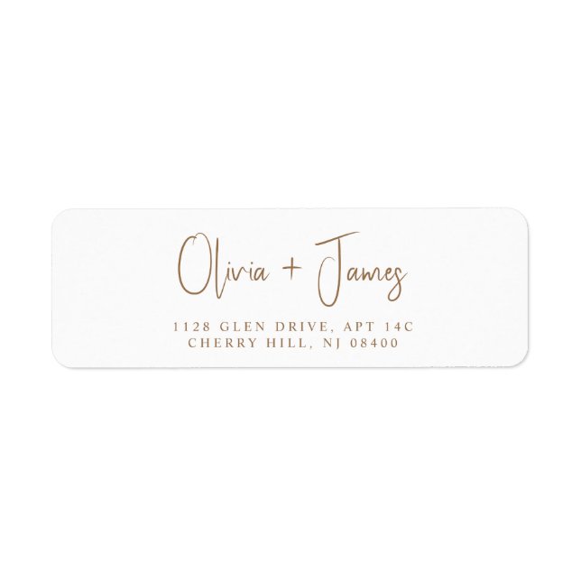 Chic Gold Script Wedding Return Address (Front)