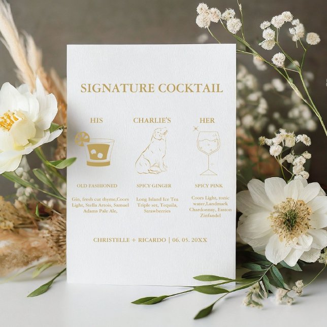 Chic Gold Signature Coctail Drink Wedding Bar Sign (Creator Uploaded)