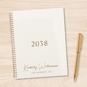 Chic Gold Signature Script Monogram Cream Business Planner