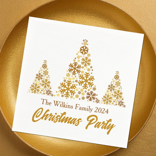 Chic Gold Snowflakes Christmas Party Personalized Napkin (Creator Uploaded)