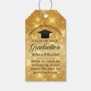 Chic Gold Sparkle Graduation Party Custom Gift Tags
