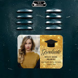 Chic Gold Sparkle Graduation Photo 2025 Graduate Magnet<br><div class="desc">This chic gold sparkle senior photo graduate announcement magnet features elegant black script next to your high school or college graduate photograph for the senior class of 2025. Customize with your name in cursive script under the lovely calligraphy and send to friends and family.</div>