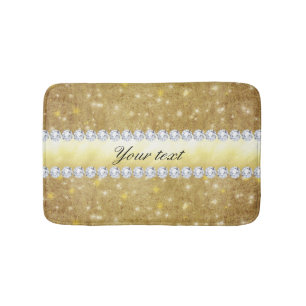 Chic Gold Sparkling Stars and Diamonds Bath Mat