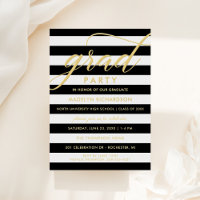 Chic Gold Striped Grad Party