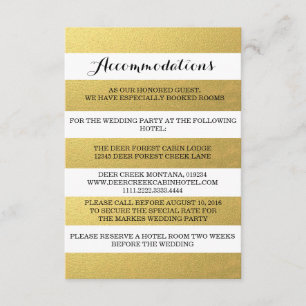 CHIC GOLD STRIPES ACCOMMODATION CARD