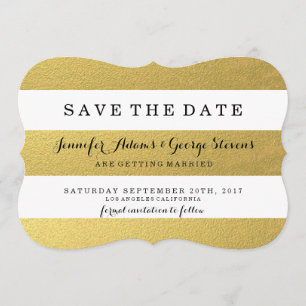 CHIC GOLD STRIPES SAVE THE DATE