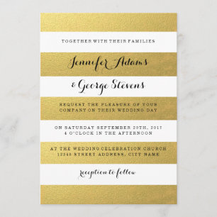 CHIC GOLD STRIPES WEDDING INVITATION